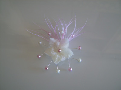 Haarspange/Haarspange Zeremonie/Hochzeit/Kindhochzeit Hellrosa/Ecru Blume 