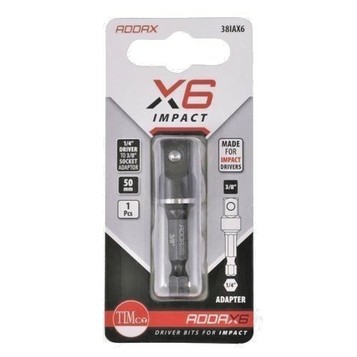 ADDAX (X6) IMPACT 1/4" HEX DRIVER TO 3/8" SOCKET ADAPTOR QUICK CHANGE