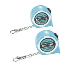 DURATECH 2PIECE 6FT/2M Mini Tape Measure Inch/Metric Keychain Small Tape Measure