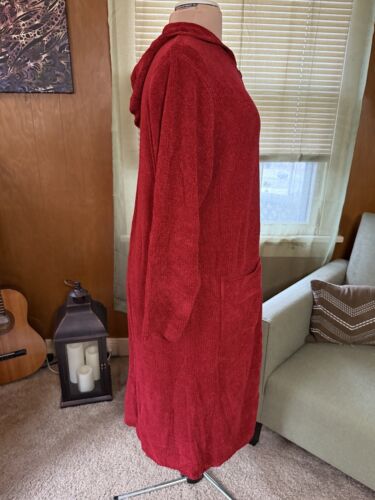Denim & Co Button Front Cardigan Duster Sweater With Hood - Red (Size 1X) - Picture 10 of 22
