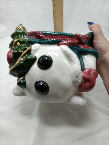 Gift Co Snowman Cookie Jar Holding Christmas Tree Large 10" Holidays Cardinal - Picture 8 of 15