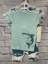   Carter's 4 Piece Shark PJ Set-Shirts  Shorts -Boys Size 18M NEW 36 655