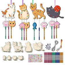 Wind Chime Kit 12 Pack Cat Aviary Fish Bone Wind Bell Children's Toys Home Decor