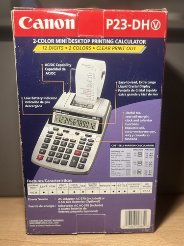 Canon Printing Calculator 2 Color 12 Digit P23DHV New! - Picture 4 of 12
