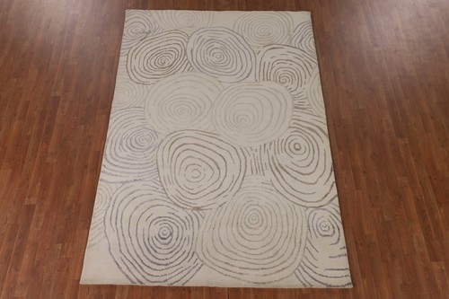 Alfombra de salón moderna nepalí abstracta anudada a mano alfombra de lana oriental de 6'x9' - Imagen 2 de 12