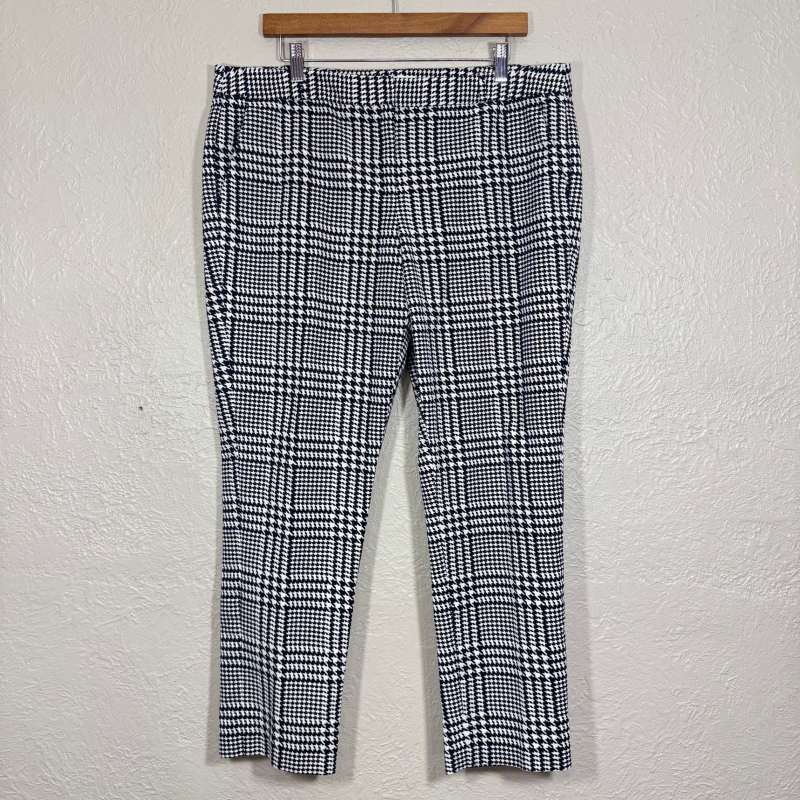 Michael Kors Dress Pants 16 Houndstooth Trousers Stretch Career Office Mod Retro