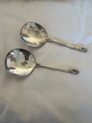 2-Vintage Royal Danish USA International Sterling Silver Baby or Bon Bon Spoon