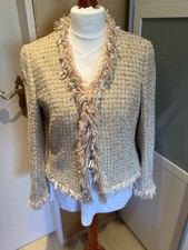 ESCADA BOUCLE JACKE Damen 42 Beige Glitzerfaden Changierend