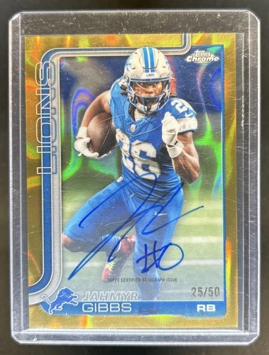 2025 Topps Chrome Jahmyr Gibbs Gold Lava Refractor (RAW)