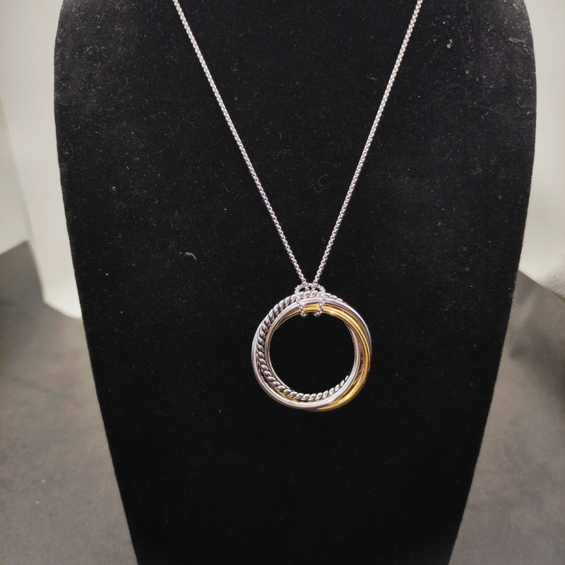  David Yurman 37mm Four-Ring Ombre Necklace Length: 90 cm adjustable