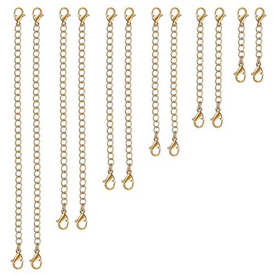 Versatile 12PCS Necklace Extenders in Gold - 1'' to 6'' Stainless Steel Chains
