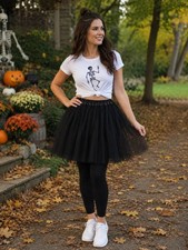 Women's Black Tutu Skirt 3-Layer Tulle Ballet Skirt for Halloween Costume, Pri