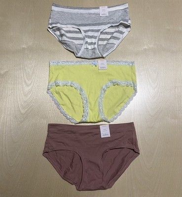 Auden Women's Size Medium (8-10) Cotton Blend Low-Rise Hipster Panties 3 Pack