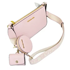 Michael Kors Crossbody Bag With Case for AirPods Pro Leather Powder Blush Pink