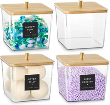 4 Pack Laundry Storage Containers for Powder, Detergent, Scent Booster Beads - L