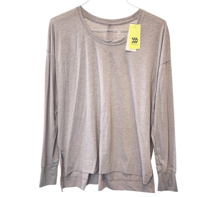 All In Motion Lilac Purple Active Long Sleeve Top Thumbholes Relaxed Fit L NWT