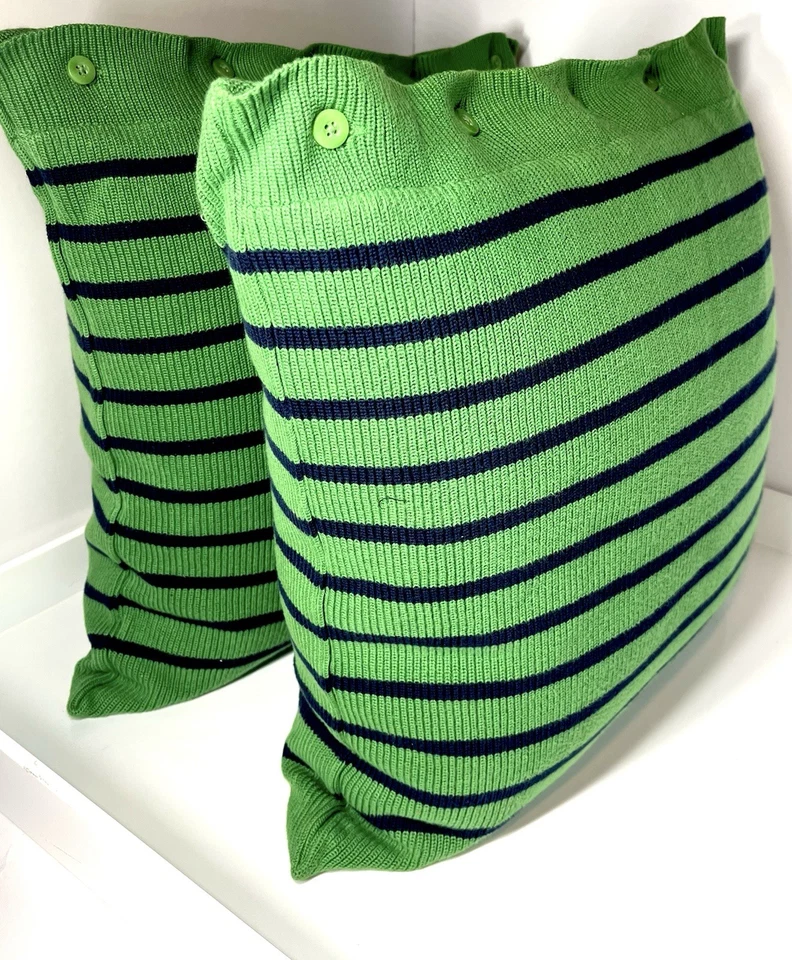 Ralph Lauren  Toulon Stripe Knit Pillows With Down/feather Insert Reg $215 20x20 - Image 4 of 4