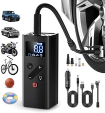 Pocket Air Car Tire Inflator Portable Air Compressor by Bullseye Pro, Rechargeab