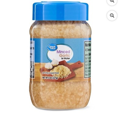 Great Value Minced Garlic In Water 8 oz (227g) Pantry Essential