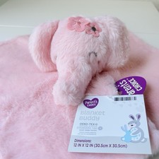 Parents Choice Pink Elephant Lovey Baby Security Blanket Plush Floral Satin Toy