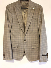 River Island Men’s Grey Check Single-Breasted One-Button Suit Jacket 36R