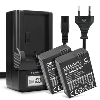 2x Akku für GoPro Hero 3 Hero 3plus 1180mAh + Ladegerät