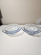 Vtg 2 Tiara Childs Blue Depression Glass Mother Goose Nursery Rhymes Bowl 6  