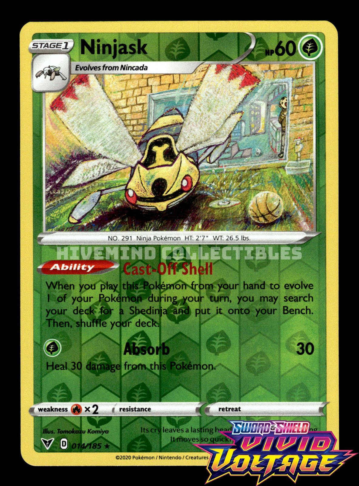 Ninjask 014/185 Vivid Voltage Reverse Holo Komiya Pokemon Card