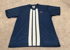 Vintage Adidas Soccer Jersey Adult Large Blue Striped Football 90s USA MADE