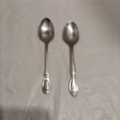 Vintage Custom Craft Stainless Tawan & Korea Set Of 2 Monogramed ''A'' tea spoons 