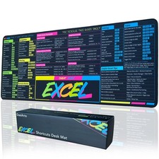 Excel Cheat Sheet Desk Pad, Large Mouse Pad for 31.5" x 11.8", Colorful