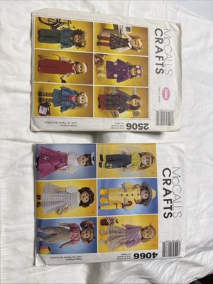 McCall's Crafts Doll Clothes Patterns 2 Pack PJs, Jumper, Dog, Coat, Raincoat FF