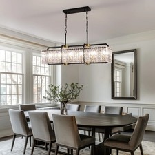 6/7-Light Dimmable Kitchen Island Pendant Water Glass Chandelier Matte Black