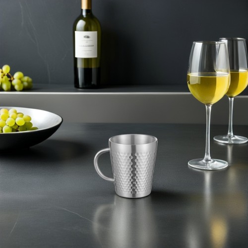 Stainless Steel Double Walled Coffee Cup 300ml Hammered Insulated Mug Heat - Picture 6 of 12