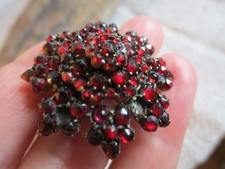 Brosche Granat Tombak Historismus Antik Böhmen defekt Anstecknadel