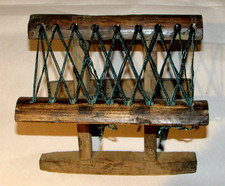 Antique Chinese Handmade Solid Hardwood Folding Stool  8" w x 5.5" d x 6.5"h