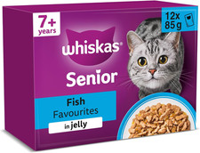 Image of WHISKAS 7+ Cat Pouches Fish Favourites in Jelly 12X85G