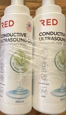 NEW RED Conductive Ultrasound Gel Medium Viscosity Clear 250ml Each Pack Of 2