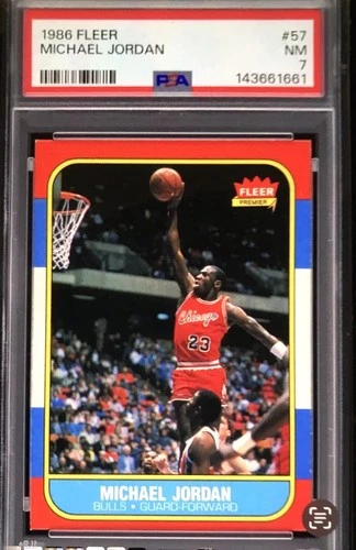 1986 Fleer Michael Jordan #57 PSA 7   BEAUTIFUL CARD  PACK FRESH!!!