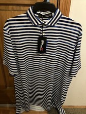 NWT Ralph Lauren RLX Men s WICKING Polo Shirt.Size:M,White Blue Stripe, 98.50