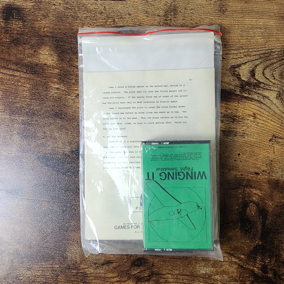 Rare Winging It Flight Simulator Not Polyoptics for TI 99/4a Tape version - Image 2 of 3