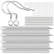 200 PCS/100 Pairs Earring Hooks 925 Sterling Silver Plated Hypoallergenic Whi...