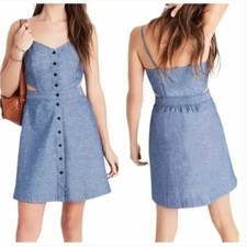 Madewell Cutout Cami Mini Chambray Dress NWT in Blue 2
