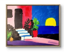 Aleph Original Art Beach House 14x11 Contemporary Expressionist Canvas