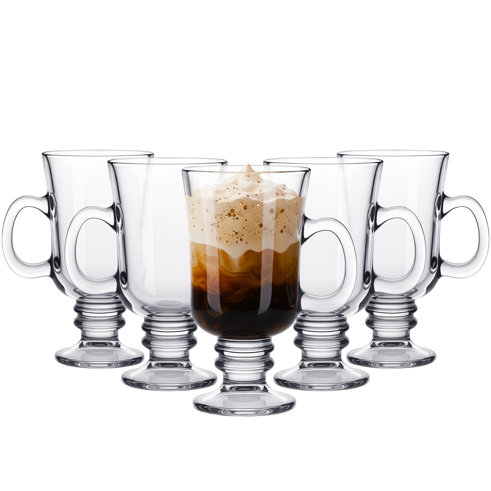 Irish Coffee Gläser mit Henkel und Stiel 200 ml – 6er Set hitzebeständig und spü