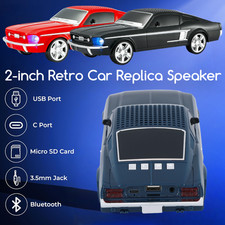 Retro Car Bluetooth Speaker, Built-in Mic, FM Radio, LED Lights, Hands Free Link