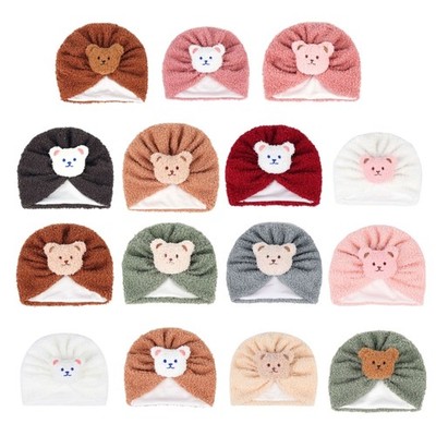Cute Bear Bonnet Cap Fashion Winter Warm Hat for Baby Children Boy Girl 0-1Year