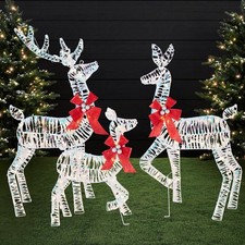 4ft 3-Piece 2D Lighted Christmas Deer Family Set Large Outdoor Yard Reindeer
