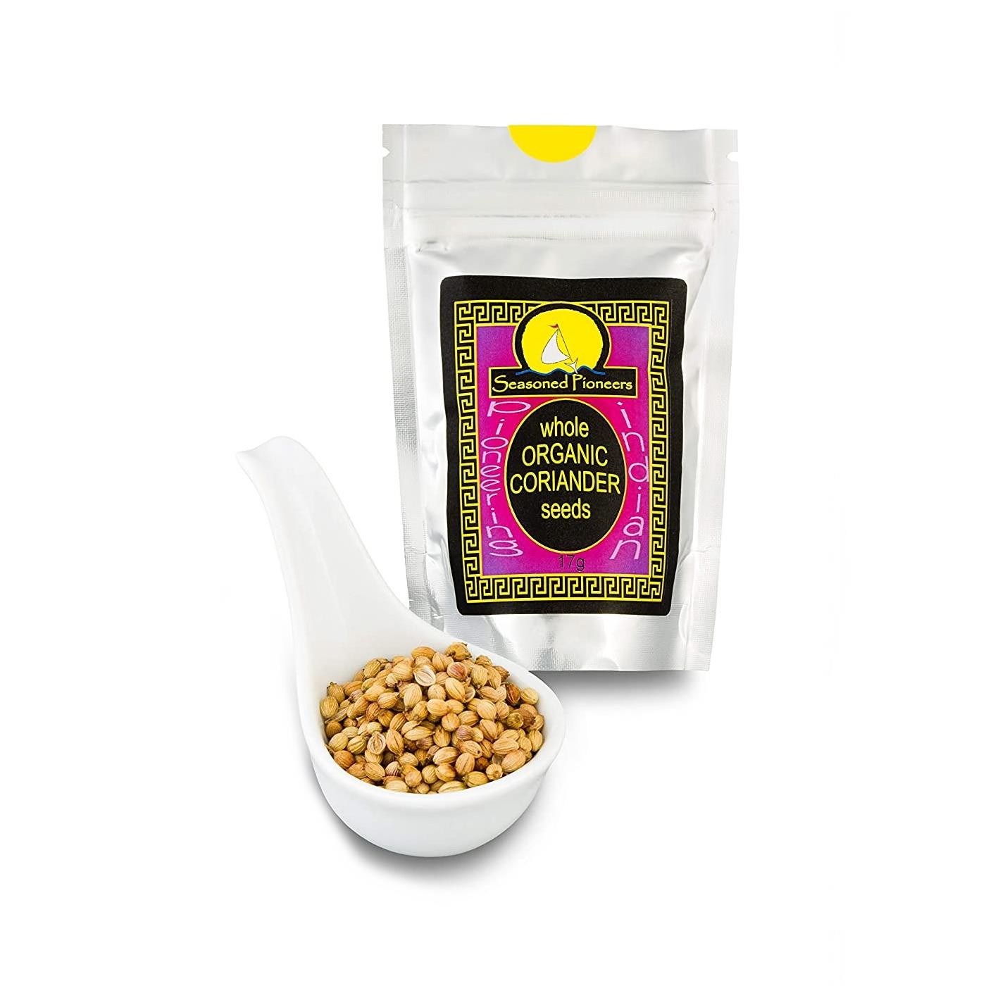 Seasoned Pioneers Spices Organic Whole Coriander Seeds 17g Resealable Pouch