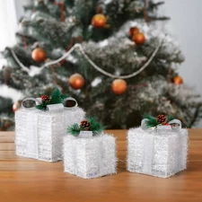 Set of 3 Christmas Lighted Gift Boxes Christmas Box Decorations with LED Lights